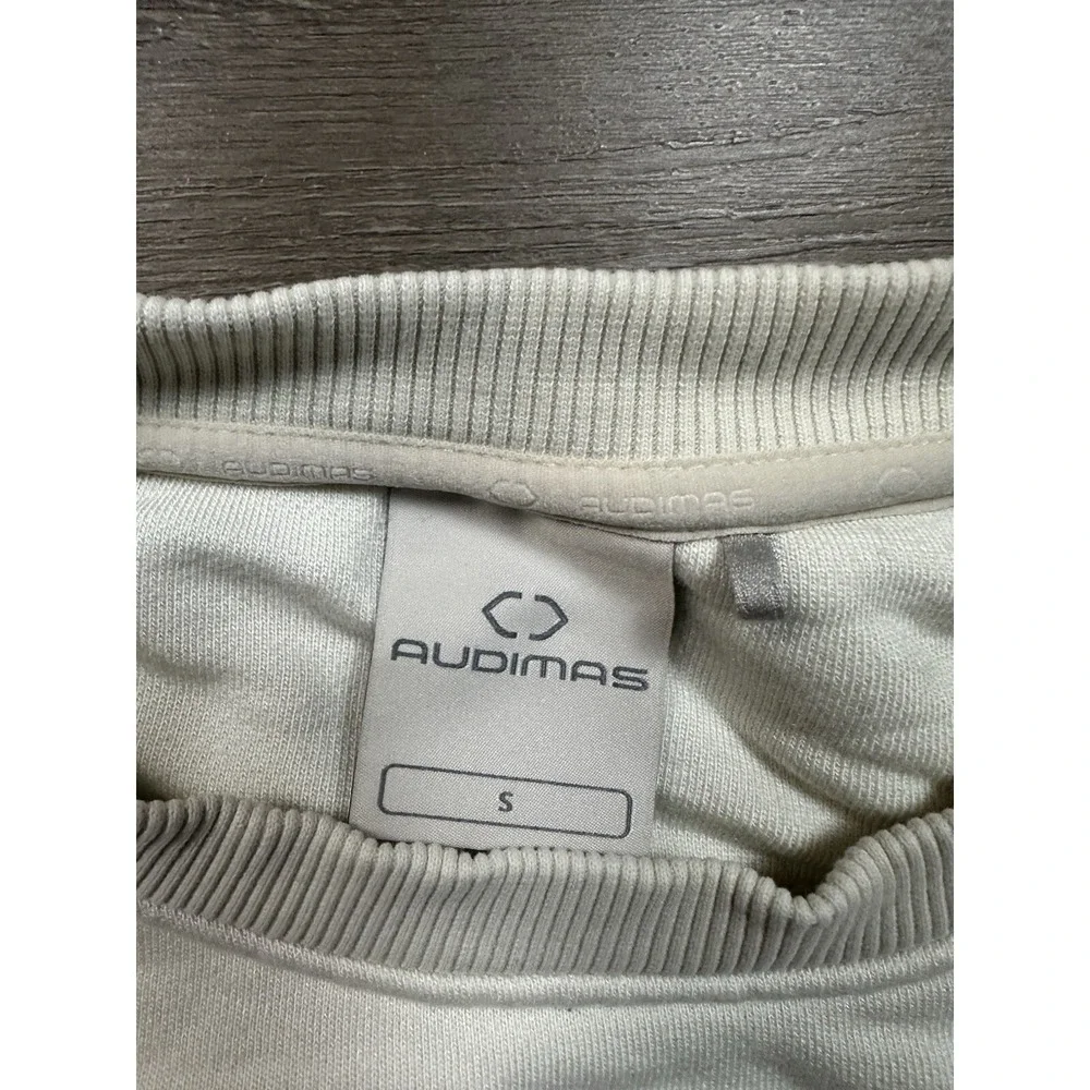 Audimas Sweater Women's S White Cream Logo Print‎ Long Sleeve Crew Neck
